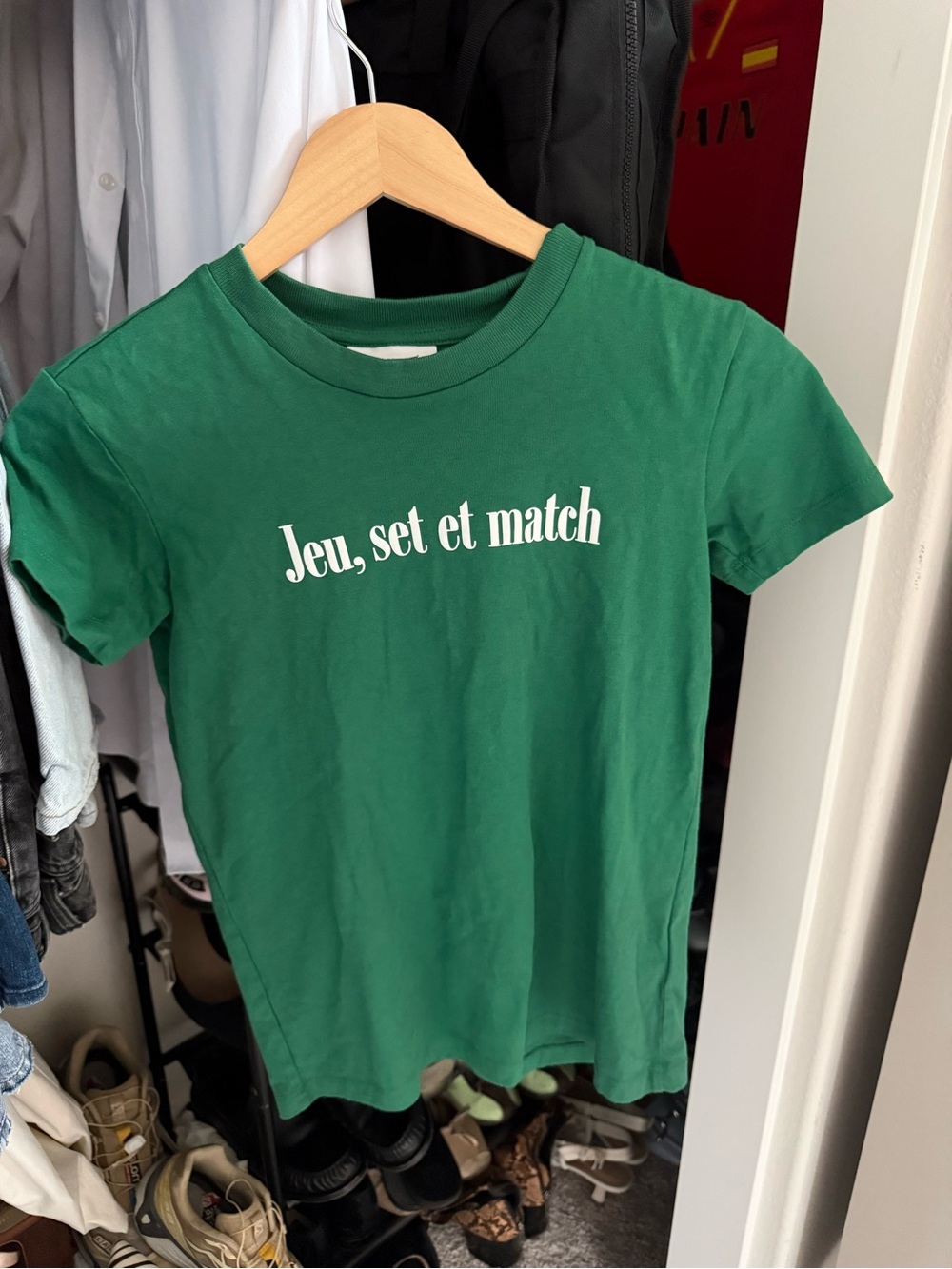 Lacoste x Bandier Green 'Jeu, set et match' Graphic Short Sleeve Tee